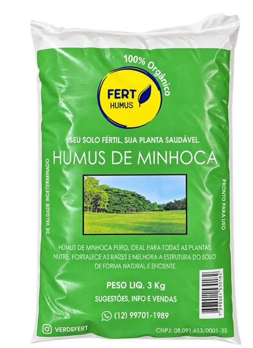 Embalagem de húmus de minhoca Fert Humus 3 kg