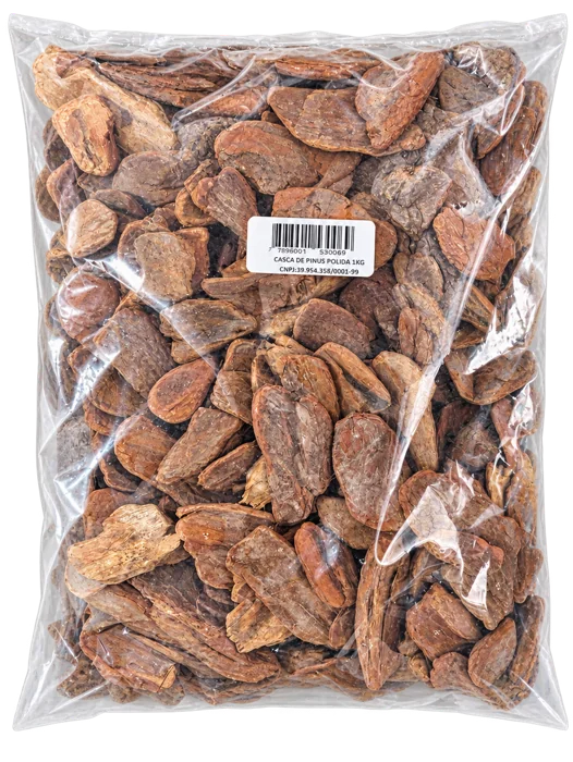 Embalagem de casca de Pinus polida Fert Humus 1 kg