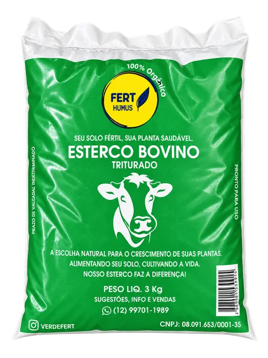 Embalagem de esterco bovino Fert Humus 3 kg